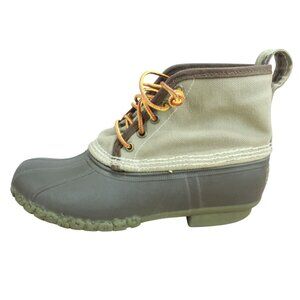 LL Bean Maine Hunting Shoe Waxed Signature Canvas Boots Brown Camo 9 M